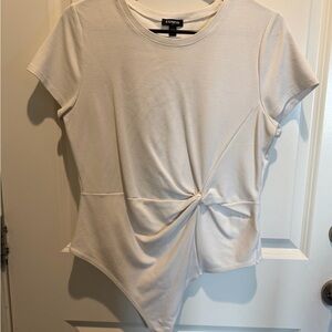 Express Cream Twist Front Bodysuit